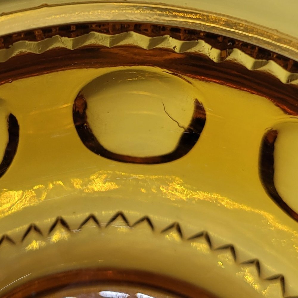 Vintage Indiana Glass Kings Crown Amber Thumb Print Cups 2-piece set - Picture 7 of 8